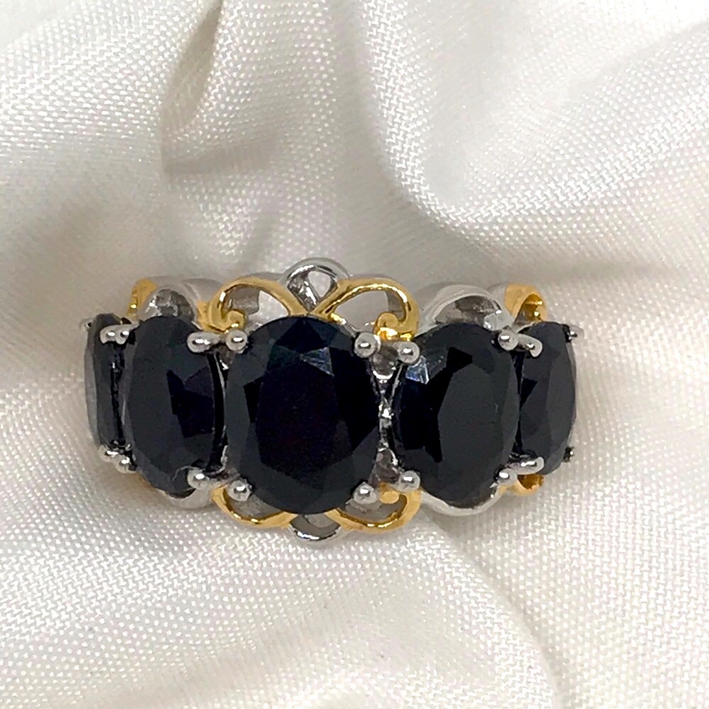 🌹Midnight Sapphire 5 stone Ring Sz 5 & 8